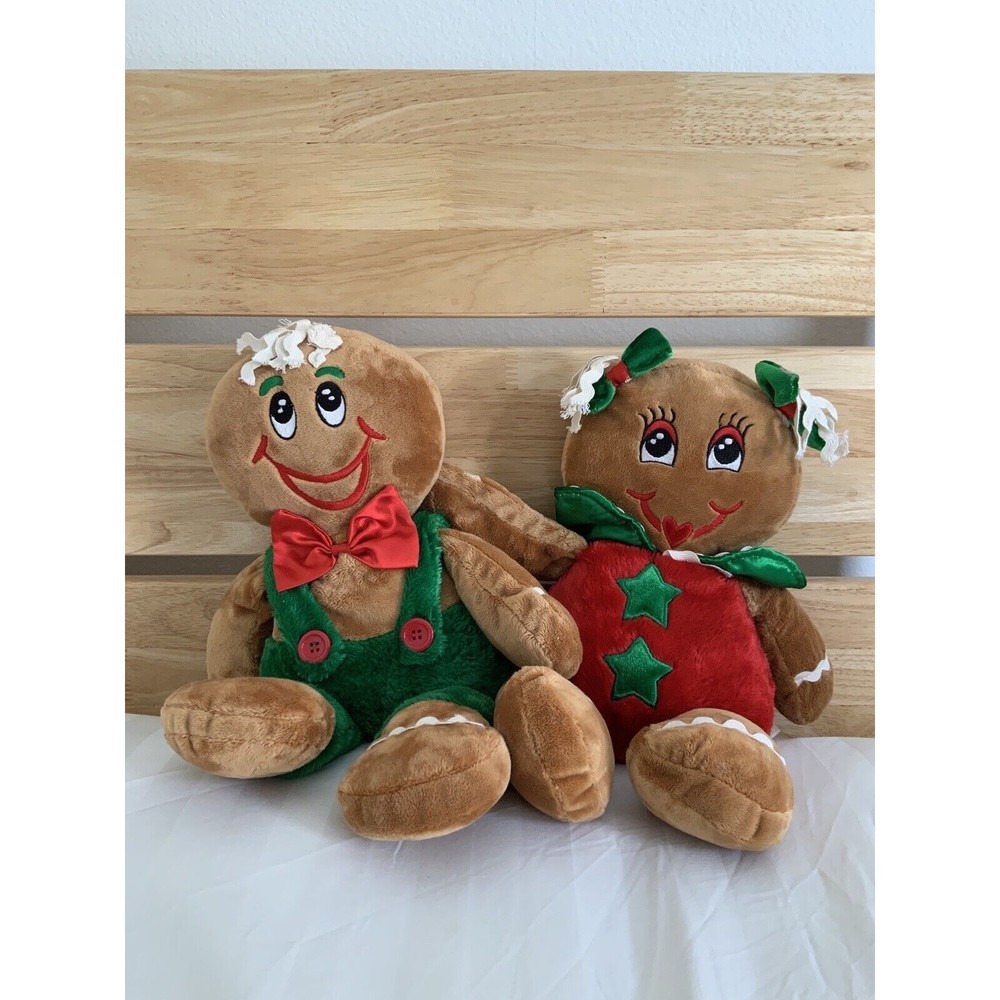 Dan Dee Christmas Gingerbread Kids Plush Christmas Boy & Girl Pair 2